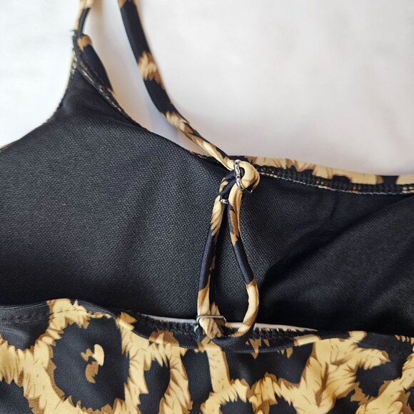 Womens Leopard Print Bikini Set Adjustable Straps & High-Waist Bottoms Size L - Picture 7 of 9